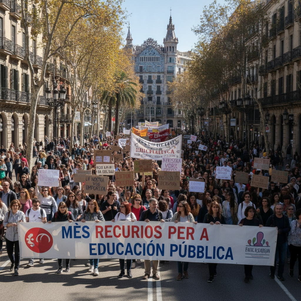 Miles de docentes claman en Barcelona por mejoras educativas en la última protesta del curso