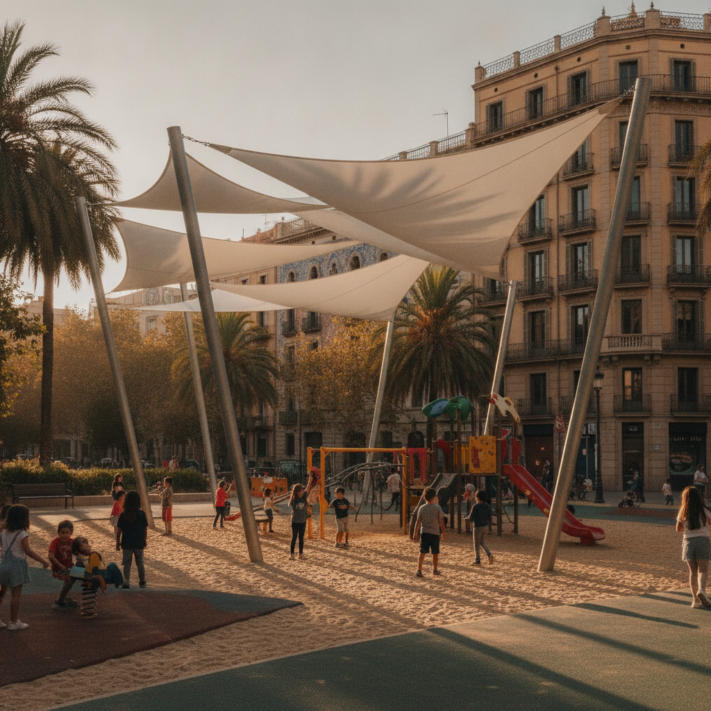 Barcelona instala 75 nuevos espacios de sombra en parques y patios escolares este verano