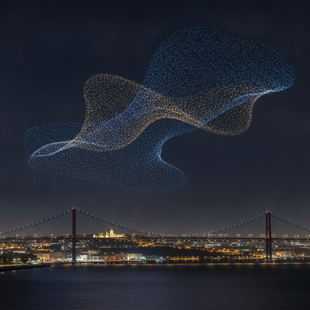 Flock Drone Art Studio: De la Sagrada Família a Portugal para batir el récord europeo de drones