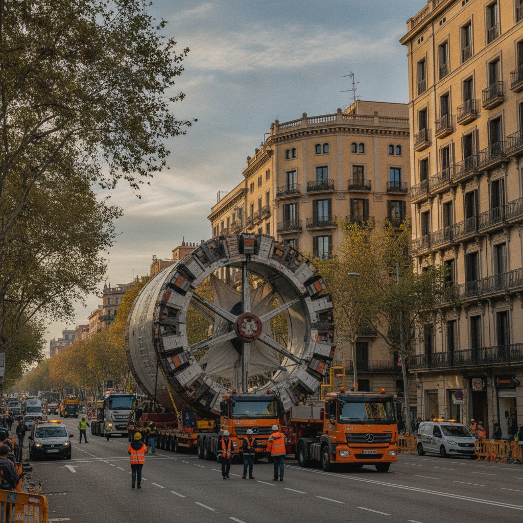 La tuneladora de la L8 llega a la Gran Vía con un dispositivo especial de movilidad