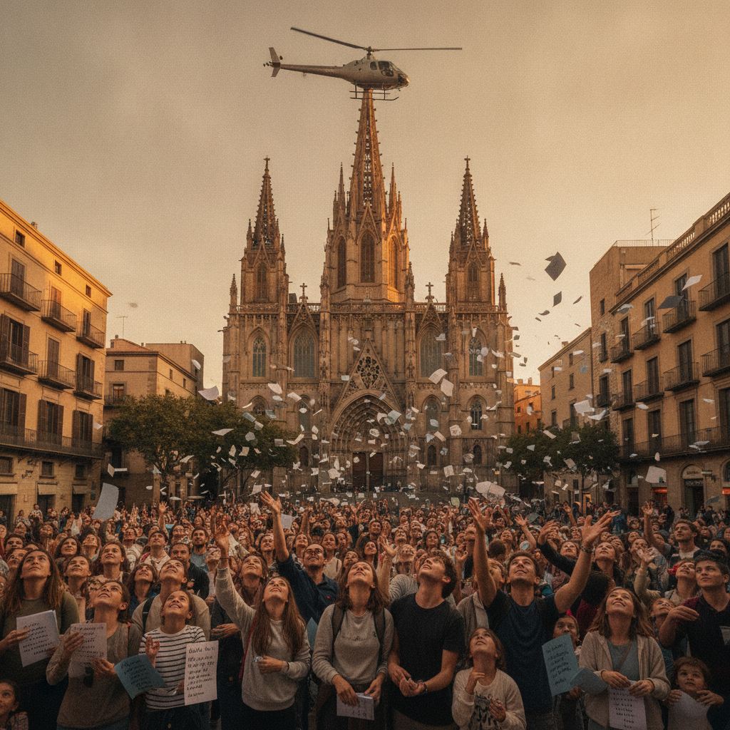 Barcelona s'inunda de poesia amb un 'bombardeig' de 100.000 versos per celebrar el fi de la Dictadura