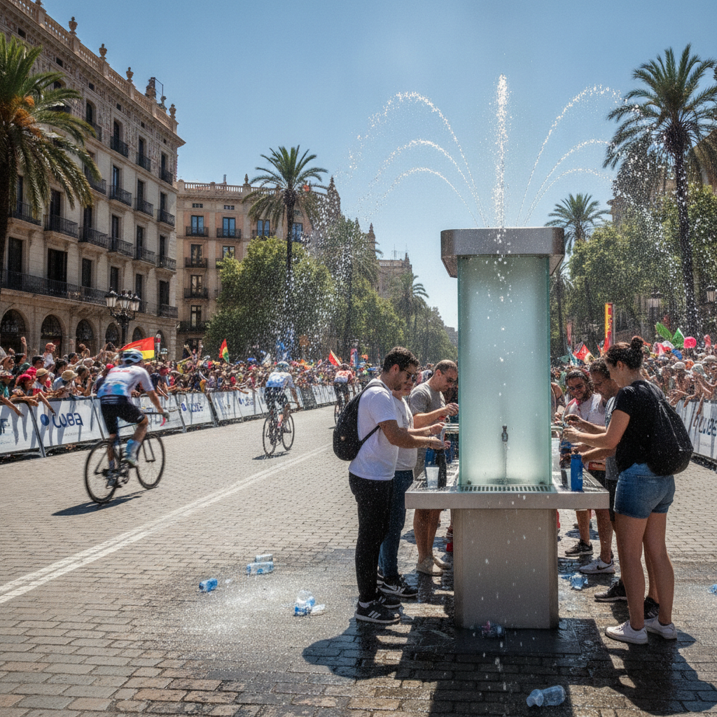 Barcelona instala 35 fuentes móviles para combatir el calor durante el Tour de Francia