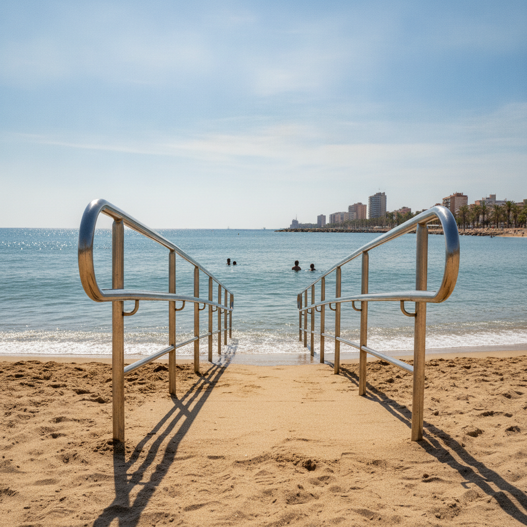 Badalona instal·la cinc baranes a les seves platges per facilitar l'accés a l'aigua