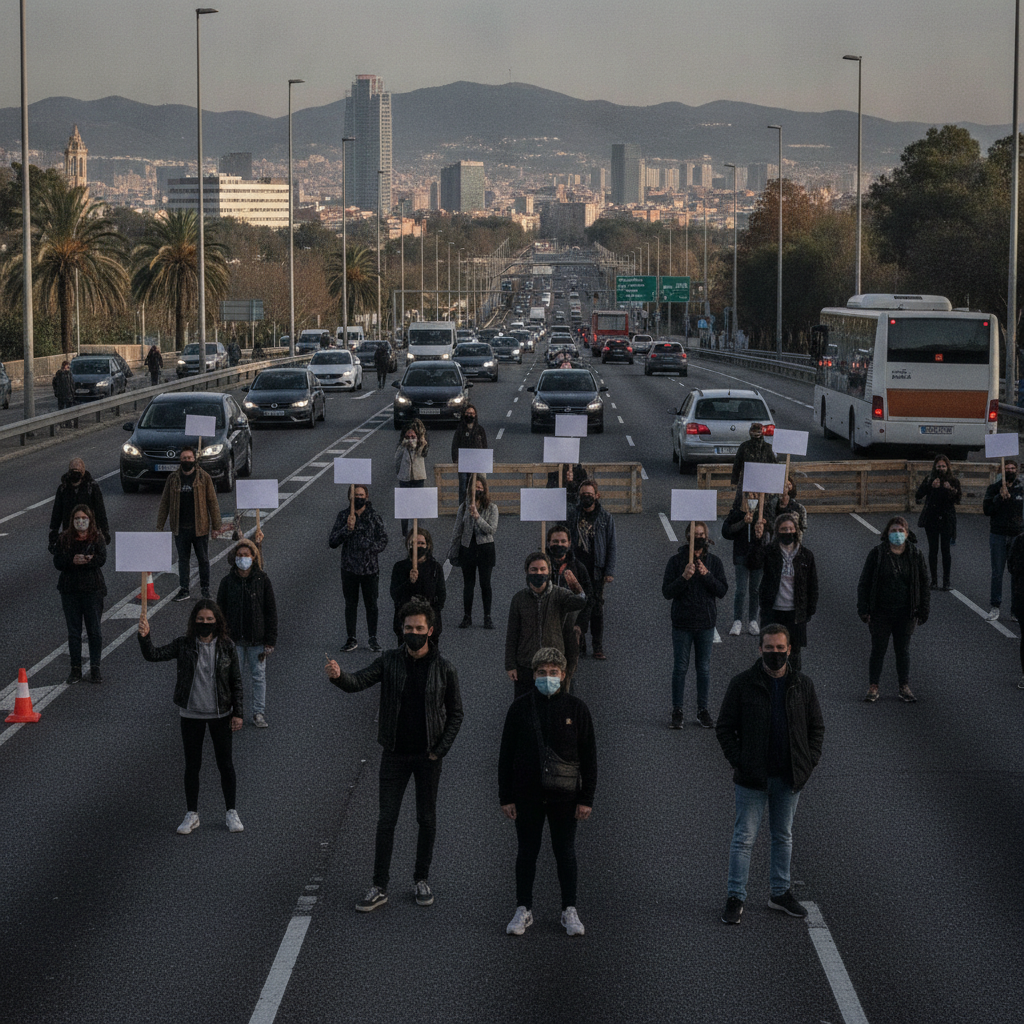 Tall de la C-31 a Badalona: Veïns protesten per desallotjats del bloc B9