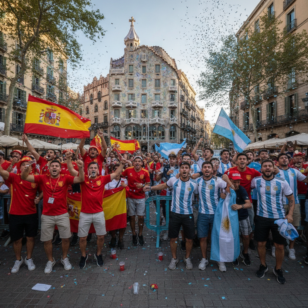 Comunitat argentina a Barcelona es prepara per celebrar la final del Mundial contra Espanya