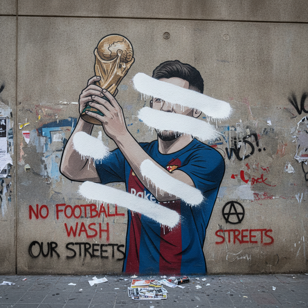 Vandalizan mural de Ferran Torres en Barcelona con mensaje político