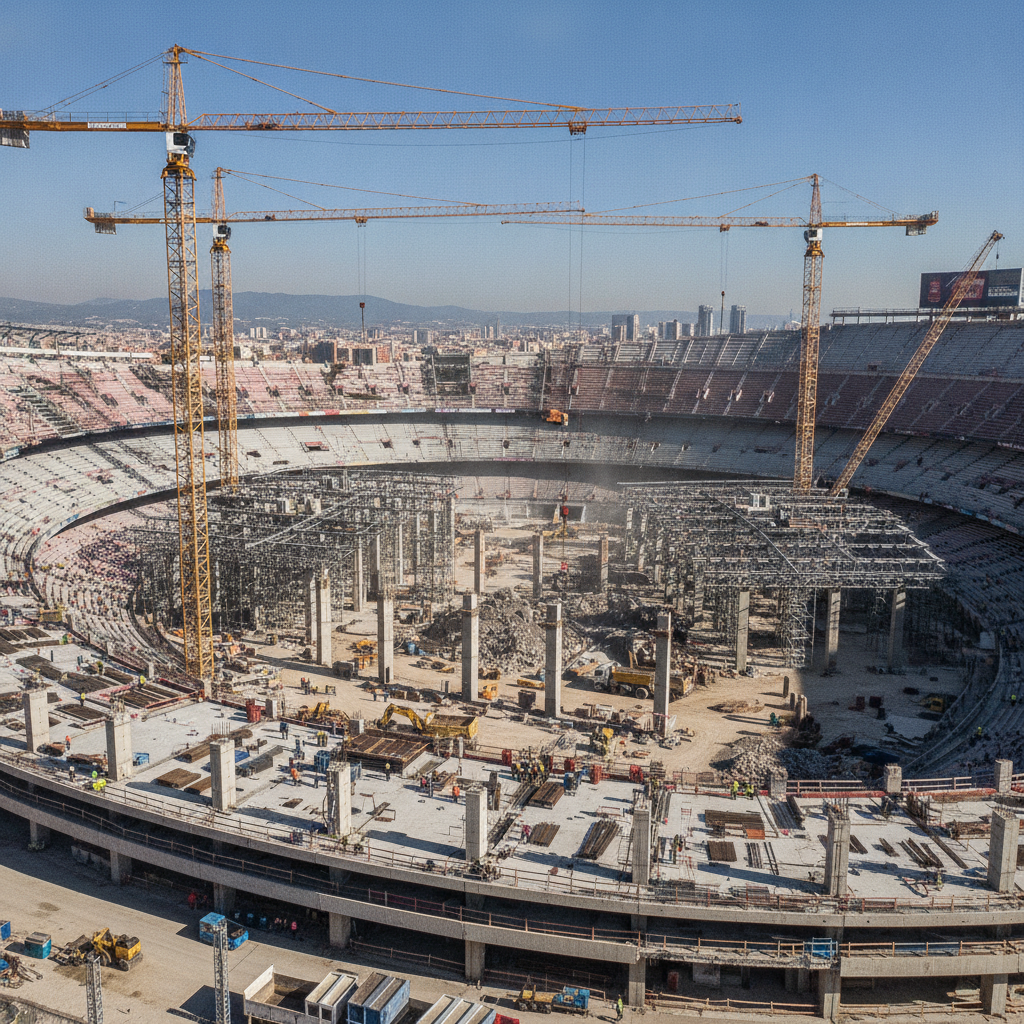 Muere un operario de 54 años en las obras del Camp Nou por un golpe en la cabeza