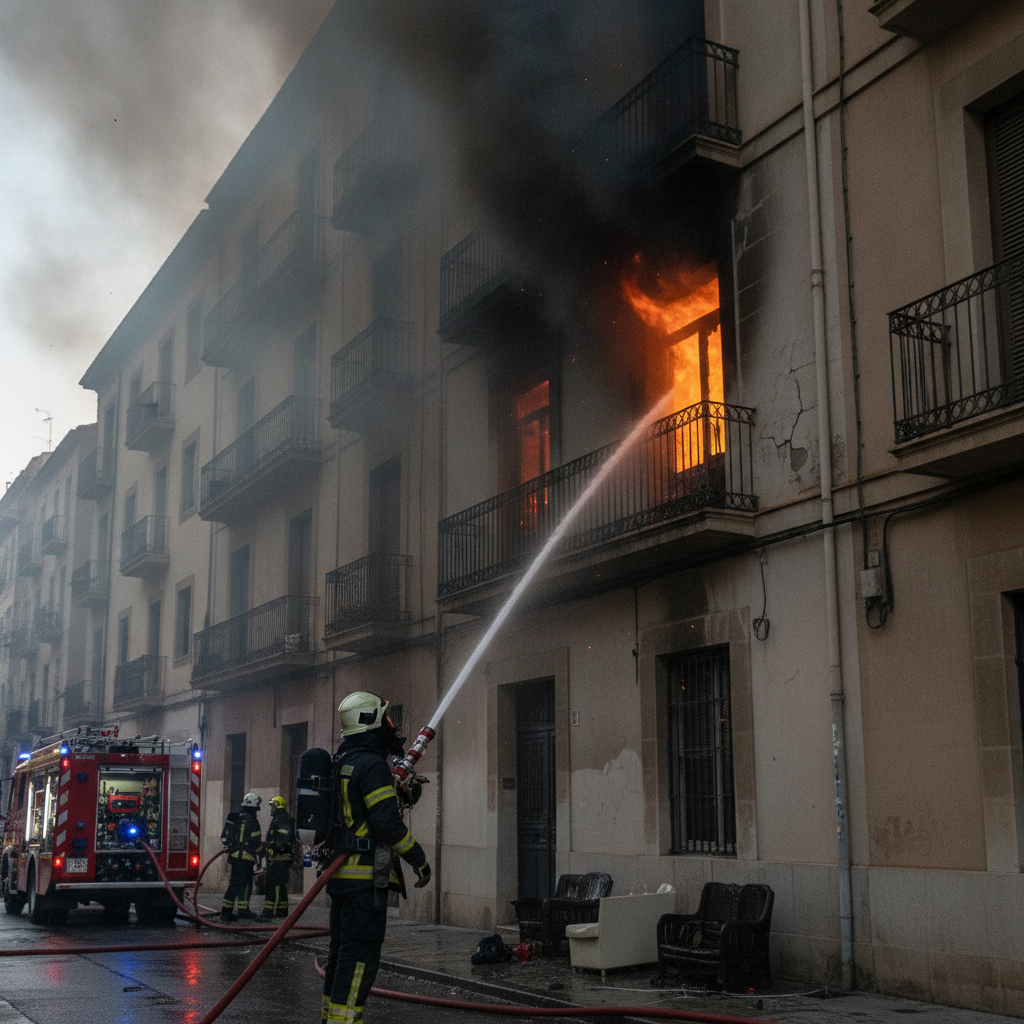 Dos heridos por un incendio en una vivienda de Badalona