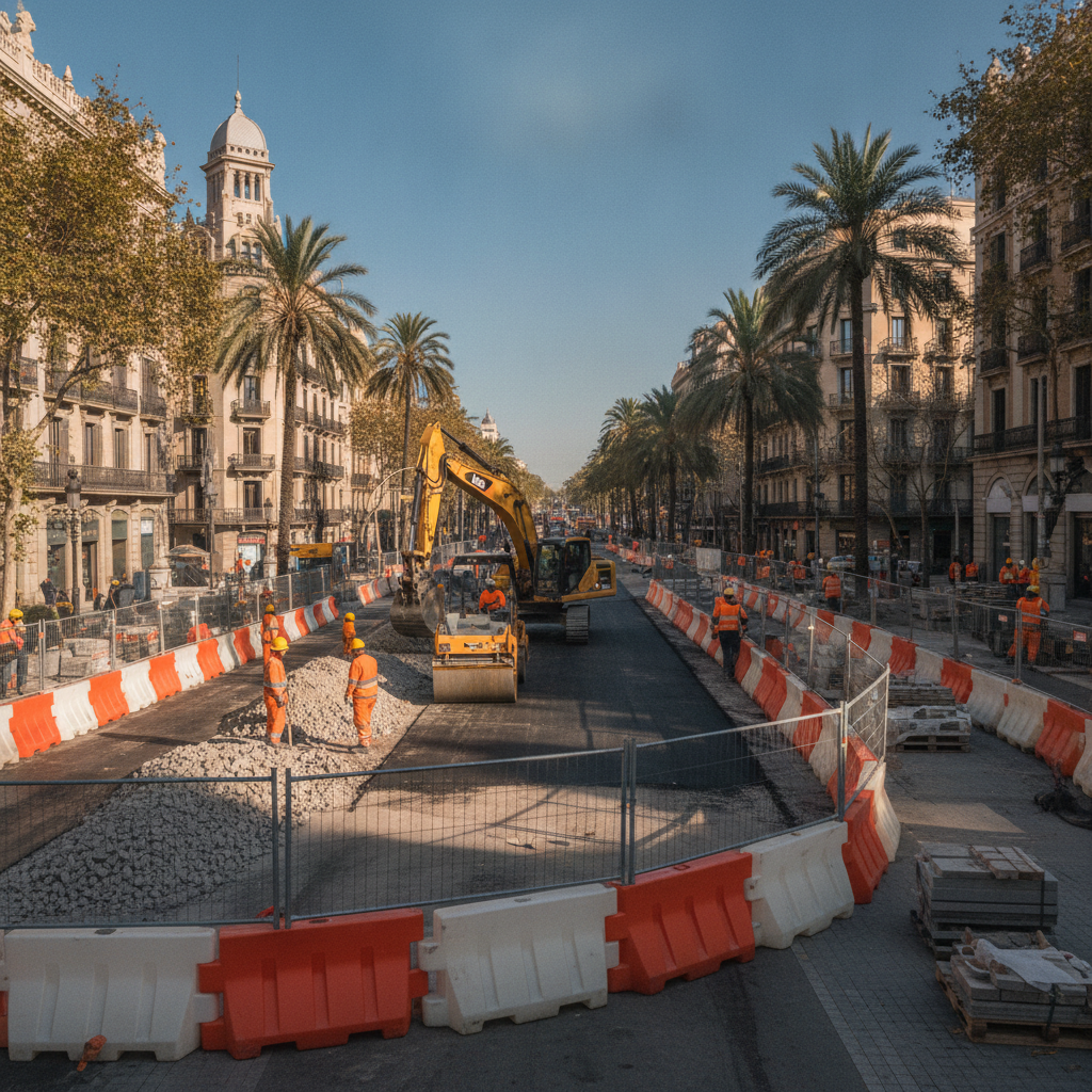 Afectación de obras en la Meridiana de Barcelona: la calzada, principal punto afectado este verano