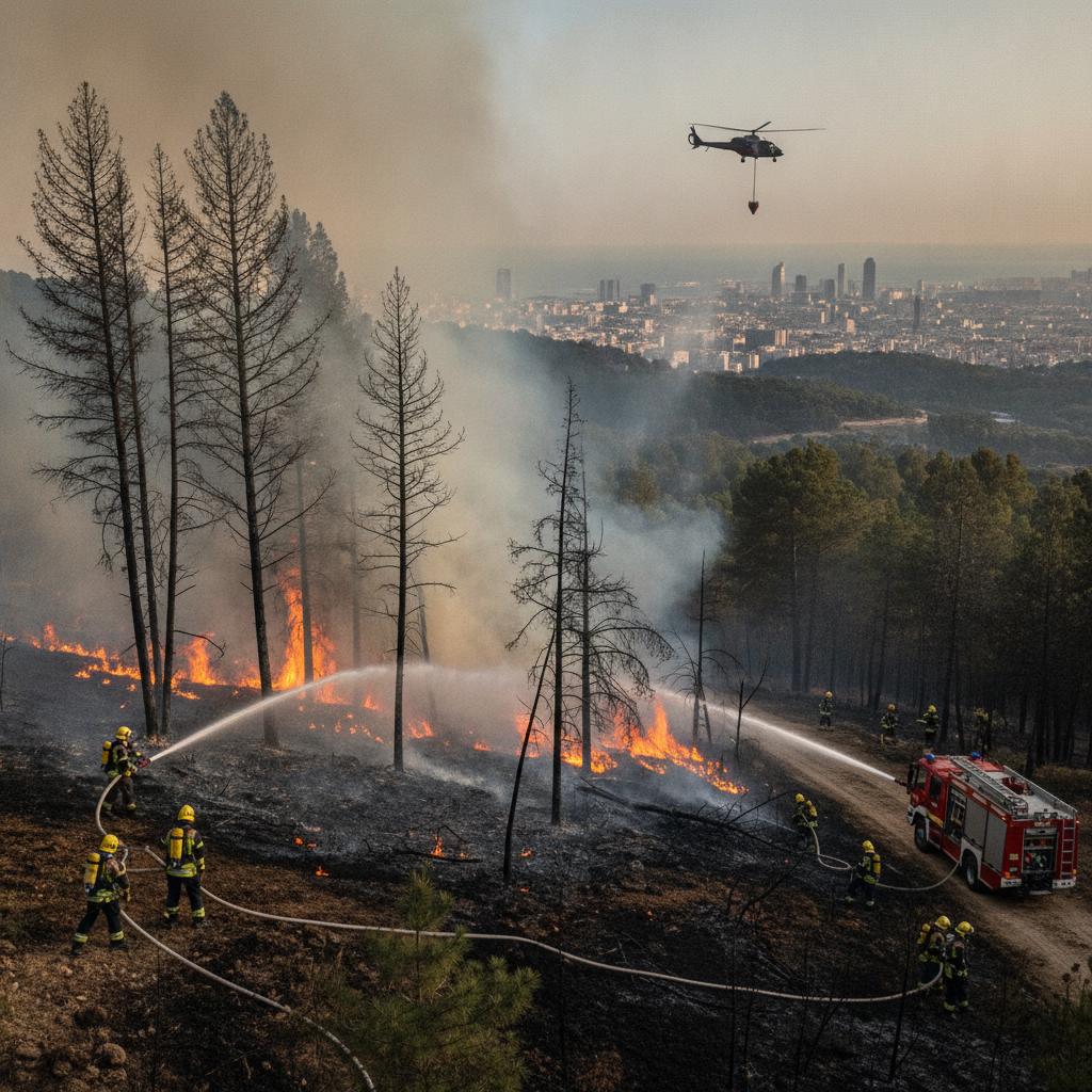 Investiguen un assentament com a possible origen de l'incendi a Collserola