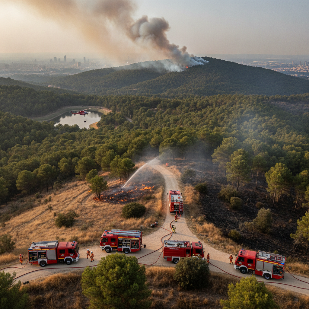 Detingut un sospitós de provocar l'incendi forestal a Collserola