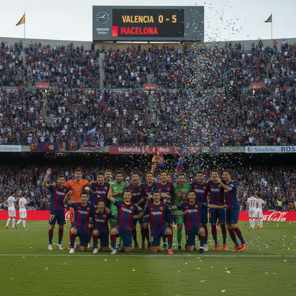 El Barça golea al Valencia (0-5) y se coloca líder en solitario de la Liga