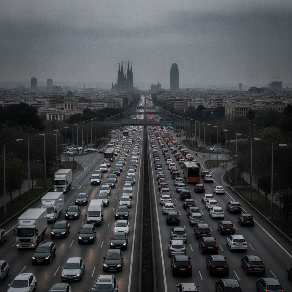 Tráfico denso en accesos a Barcelona tras el fin de las vacaciones