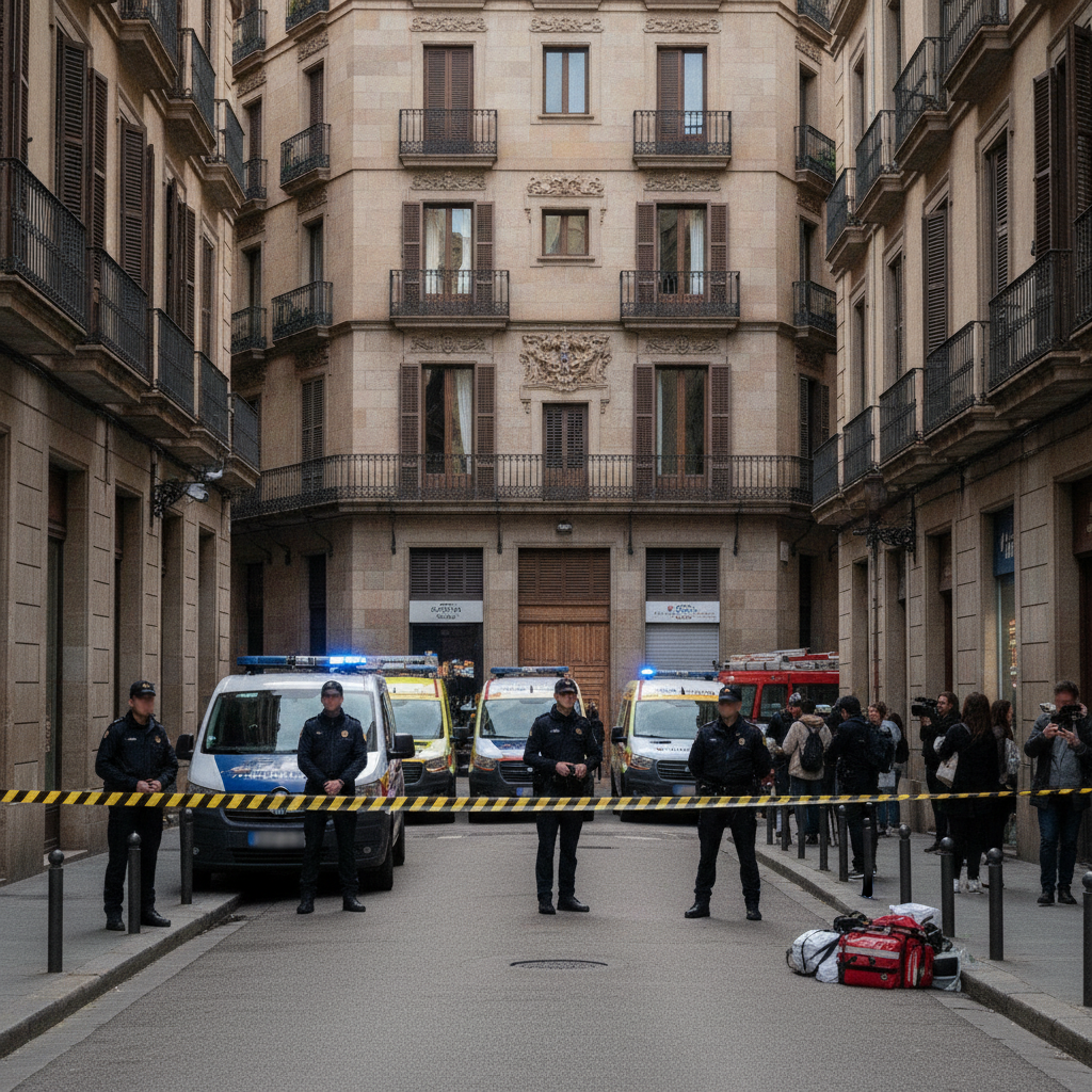 Home apunyala tres persones en un pis de Barcelona i salta pel balcó