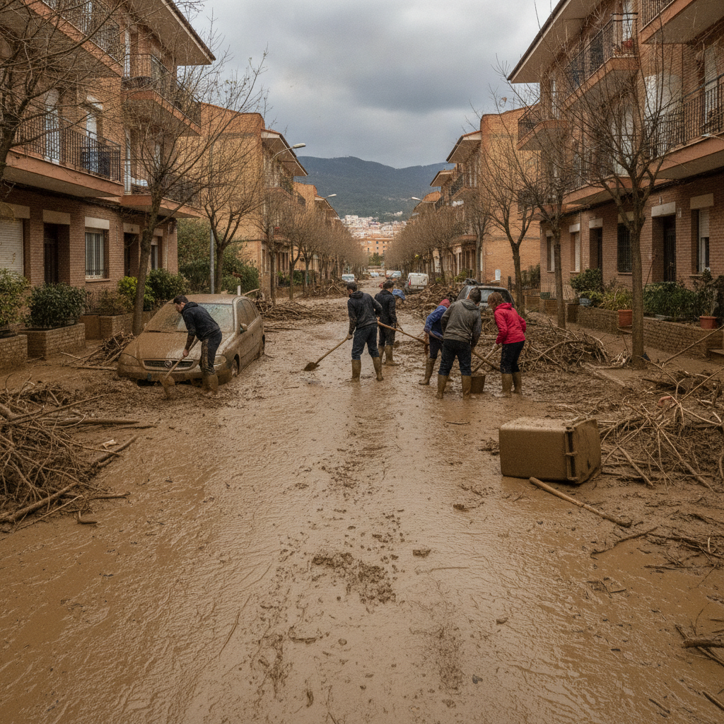 Greus despreniments a Torre Baró per pluges torrencials: veïns actuen amb pales