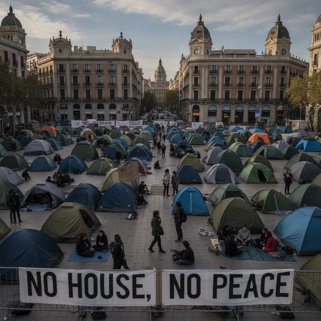 El Sindicat de Llogateres deixa l'acampada de Plaça Catalunya per organitzar la vaga general de l'11 de novembre